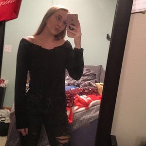 Black off the shoulder top